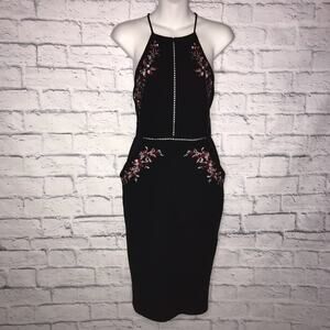 Black Bisou Bisou Embroidered Dress